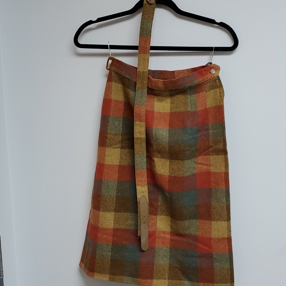 Vintage 70s Womens Petti-Gree Plaid Whool Skirt